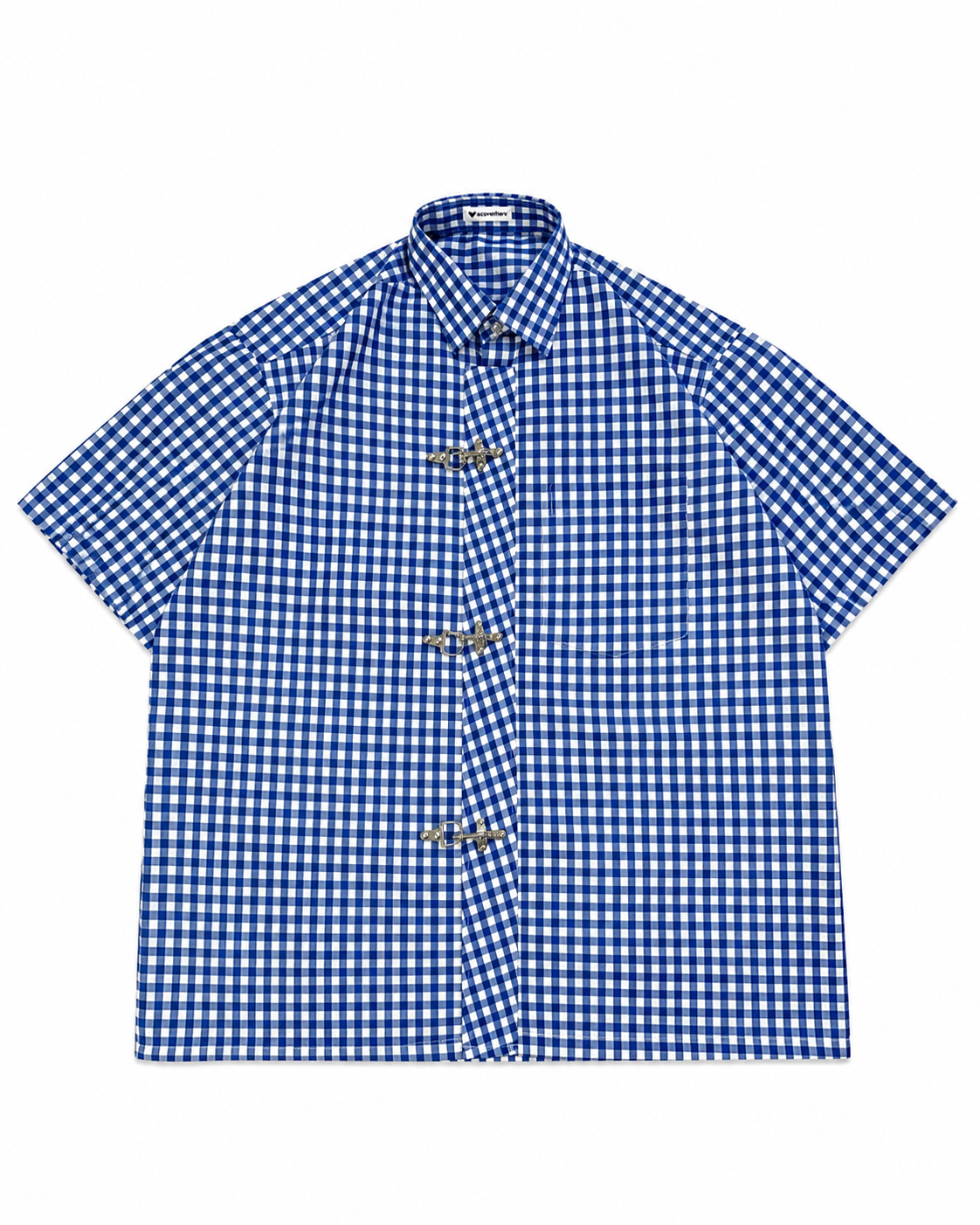 Blue Check Clasp Boxy Fit Shirt