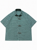 Green Check Clasp Boxy Fit Shirt