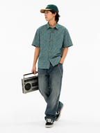 Green Check Clasp Boxy Fit Shirt
