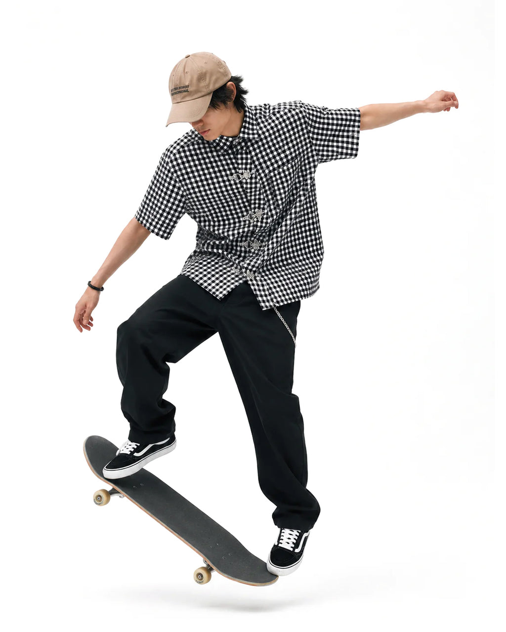Black Check Clasp Boxy Fit Shirt
