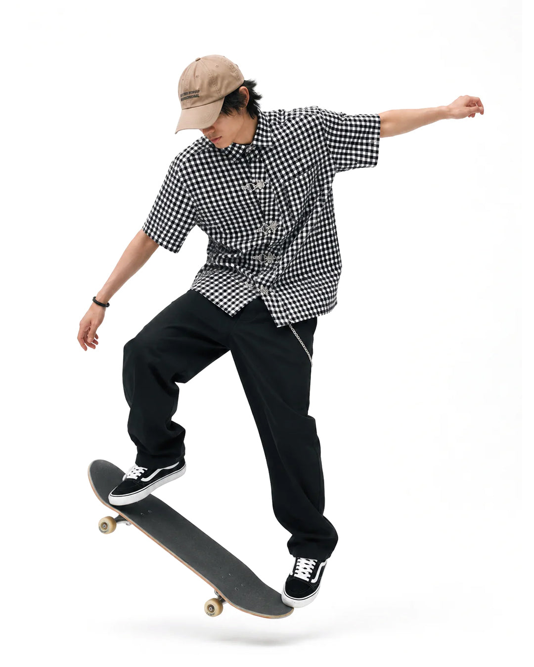 Black Check Clasp Boxy Fit Shirt