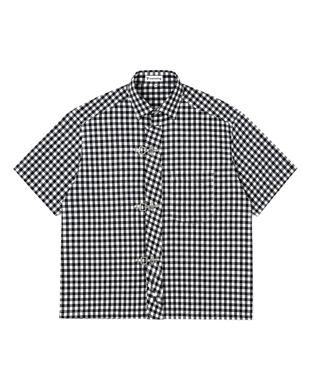 Black Check Clasp Boxy Fit Shirt