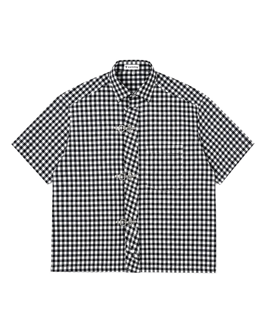 Black Check Clasp Boxy Fit Shirt